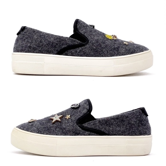 Steven by Steve Madden Gerry Sneakers Size 7.5 Gray Platform Skater Charms New - Picture 2 of 12